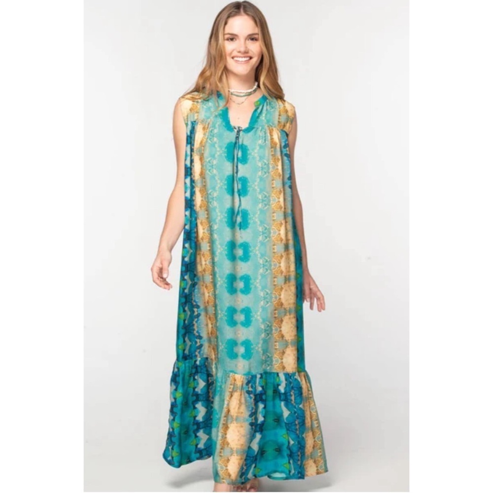 Sevya handmade Devi tie dye print dress with ruffled hem